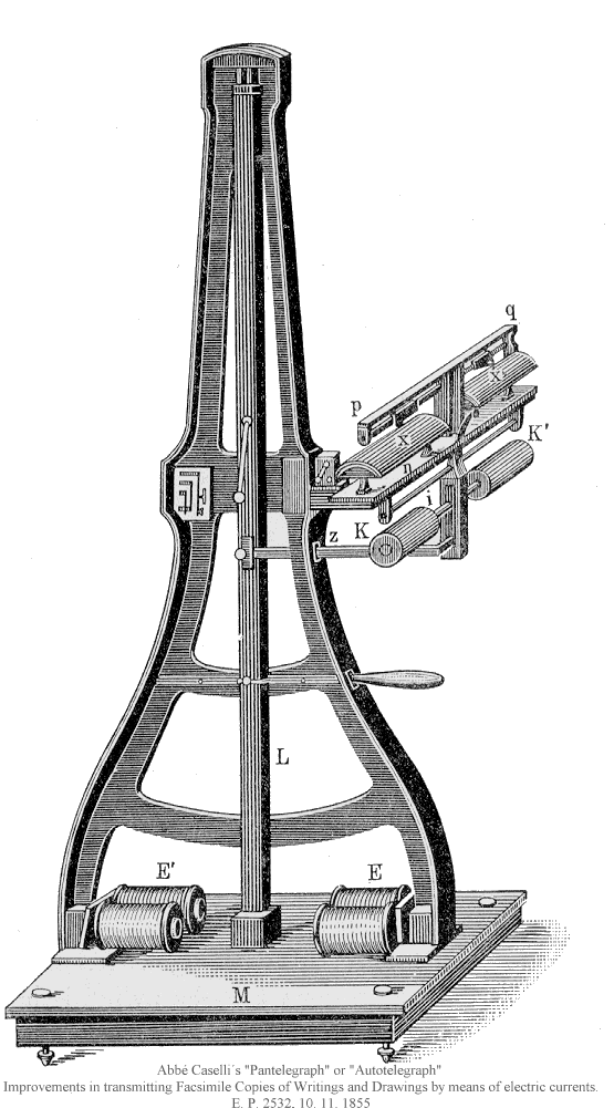 Technical diagram of Caselli's Pantelegraph from 1855