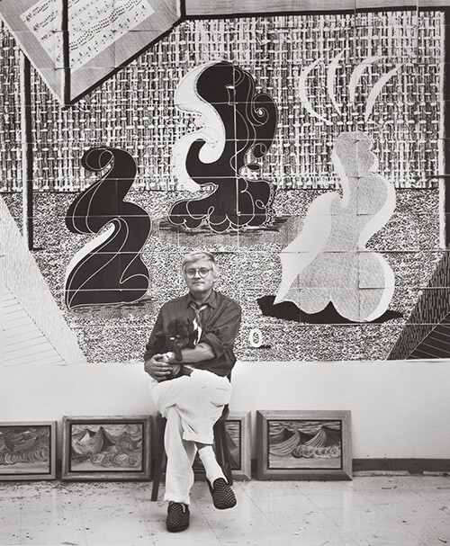 David Hockney in front of Trio